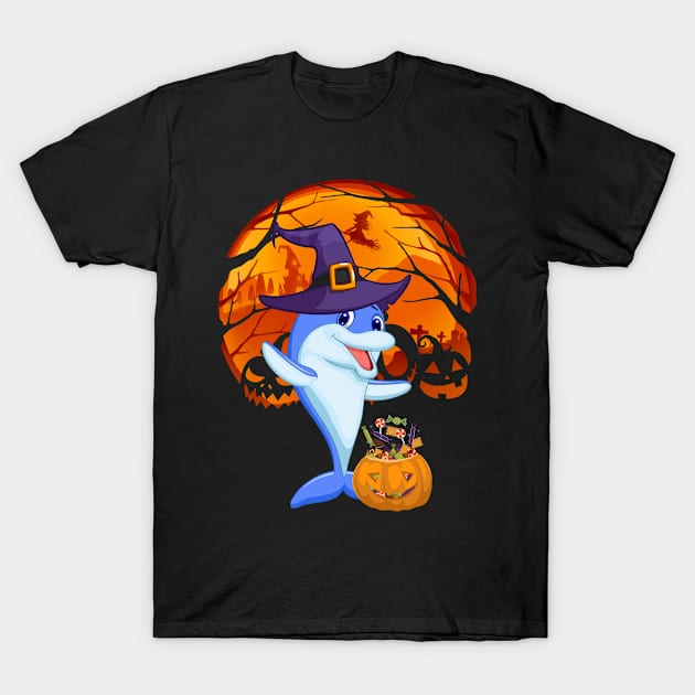 Dolphin pumpkin witch T-Shirt by jrgmerschmann